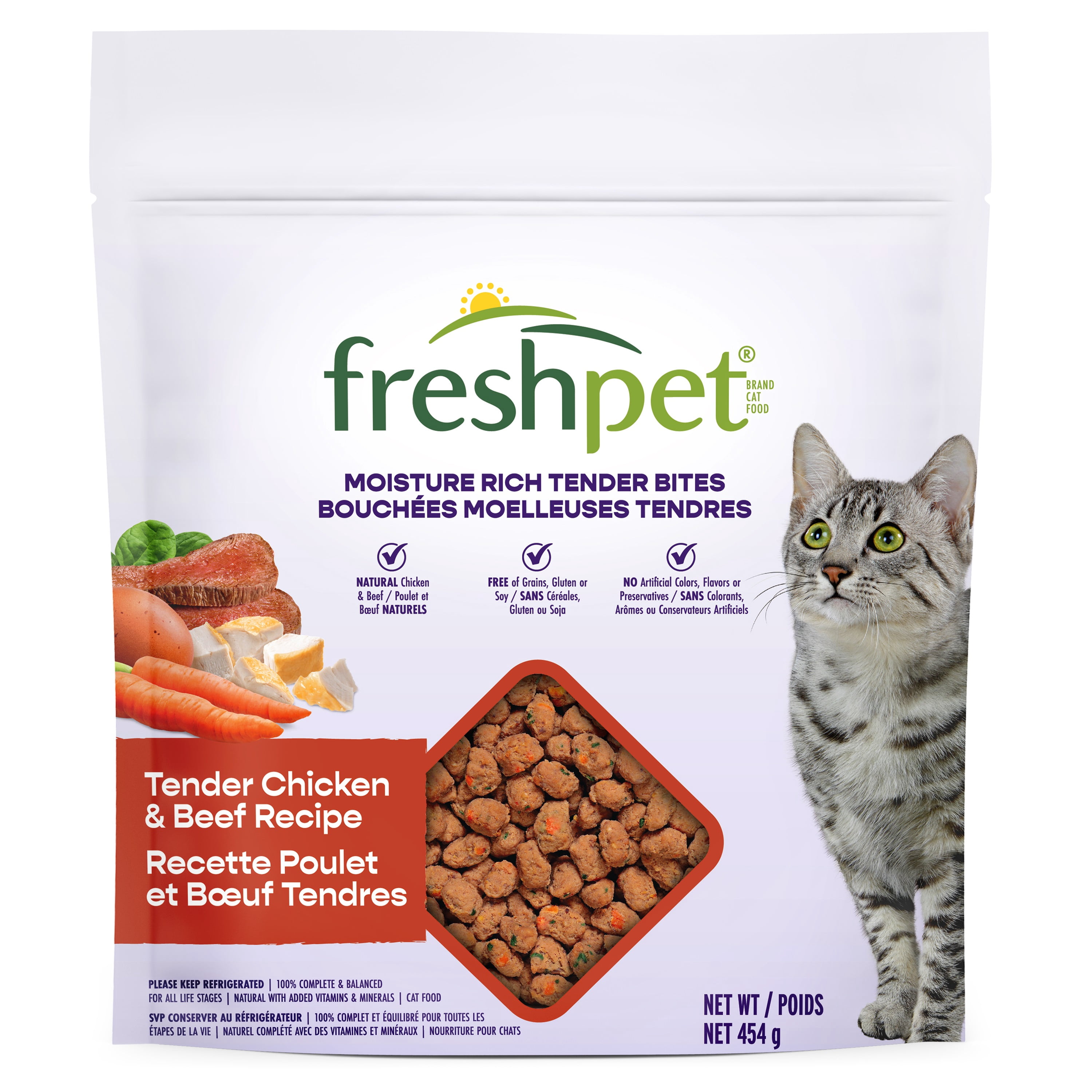 Freshpet Fresh Cat Food, Roasted Meal Tender Chicken & Beef for Cats, 454 gm