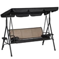 thumbnail image 1 of Outsunny 3-Seat Porch Swing with Canopy Outdoor Swing Chair w/ Rattan Seat, 1 of 10