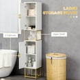 thumbnail image 3 of kleankin Armoire de Salle de Bain Étroite pour Linge et Serviettes avec Tablette Ajustable, 2 Portes, 3 of 9