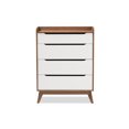 thumbnail image 4 of Baxton Studio Brighton Moderne White et Bois de Walnut 4 Tiroirs Chest, 4 of 5