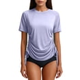 thumbnail image 2 of Neewe Women's Rash Guard UPF 50+ Ruched Swim Shirt Round Neck Short Sleeve Performance Top S-XXL, 2 of 8