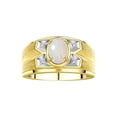 thumbnail image 1 of RYLOS Men's Rings 14K Yellow Gold Rings Classic Designer Style 8X6MM Oval Gemstone &  Diamond Ring Opal October Birthstone Rings For Men Size 11, 1 of 7