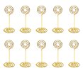 thumbnail image 2 of 10 Pieces Table Number Stand Round Shape Metal Convenient Card Holder Centerpieces Paper Clamp Wedding Decoration Tabletop Decor Gold round, 2 of 6