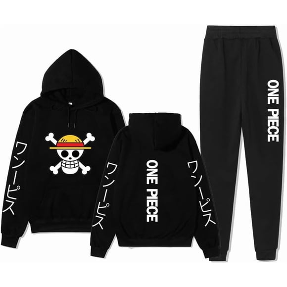 One Piece Unisex Manga Hoodie and Sweatpants Anime Sweatshirt Hooded Pullover Tracksuit Pants Jacket Coat