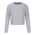 thumbnail image 1 of IROINID Pull-over Col Rond pour Femmes Pull Couleur Unie Casual Manches Courtes Automne et Hiver Pull Tops Chemisier, 1 of 6