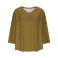 thumbnail image 4 of Ovbmpzd Hauts pour Femmes Manches 3/4 Grande Taille Col en V Jaune Blouses Unies Blouses pour Femmes G, 4 of 8