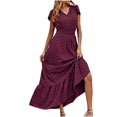 thumbnail image 1 of Mefallenssiah Women'S Short Sleeved Solid Color Short Sleeved V-Neck Dress, 1 of 1