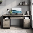thumbnail image 1 of Bestier 59" Computer Desk with Drawers, Executive Desk with Storage Cabinet, Keyboard Tray for Home Office, Gray, 1 of 9