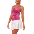 thumbnail image 4 of INSPIRE CHIC Women's Velvet Ruched Front Party Clubwear Tank Top M Hot Pink, 4 of 6