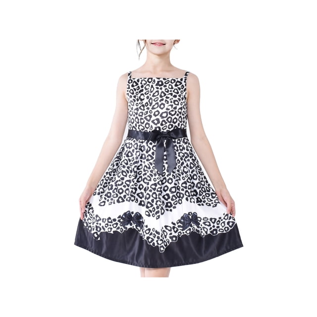 Robe Fille Léopard à Nœud Papillon Robe de Poupée Surprise pour Fête 12 Ans