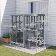thumbnail image 3 of PawHut Catio Outdoor Cat Enclosure, 71" Wooden Cat House with 2 Condos, 3 of 10