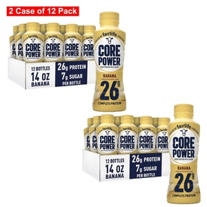 Core Power Fairlife High Protein Shakes, Banana Flavor, 14 Fl Oz (2 Cases of 12 Pack)