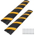 thumbnail image 1 of Speed Bump, 2 Pack 6Ft Rubber Speed Bumps, 2 Channel Modular Speed Hump 25000LBS Load Capacity, Cable Ramps Hose Protector Ramps with 8 Bolt Spikes for Asphalt Concrete Gravel Driveway Road, 1 of 9