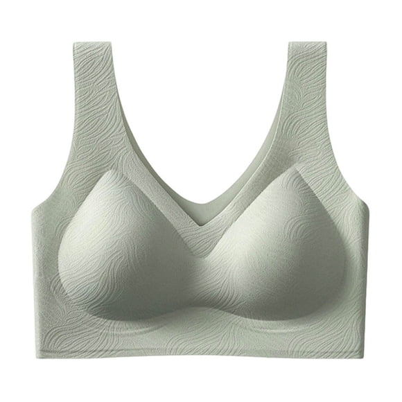 VSSSJ Women's Seamless Bra Anti-Sagging Full Coverage Bra Push Up Breathable Daily Bras Green XL