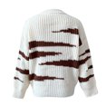 thumbnail image 4 of IROINID Women's Round Neckline Pullover Sweater Stripes Loose Mid-Length Long Sleeve Irregular Sweater Top, 4 of 8