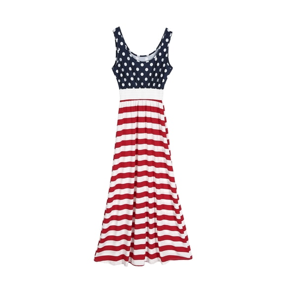 Diconna Mother Daughter Dress, Sleeveless Stripes Dress, Dot Patchwork Dress