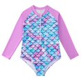 thumbnail image 2 of Kid Girl Bathing Suits Rash Guard Hawaiian Ruffle Sun Protection Long Sleeve Swimwear Bathing Suit 5-6 Years, 2 of 3