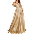thumbnail image 1 of EHQJNJ Robes de Soirée Dorées pour Femmes Formelles Élégantes Femmes Paillettes Longues Satin Épaules Dénudées Robe de Demoiselle d'Honneur Robe de Soirée Formelle, 1 of 9