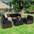 thumbnail image 3 of Gymax 7PCS Patio Rattan Furniture Set 42'' Fire Pit Table w/ Cover Cushioned Black, 3 of 10