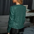 thumbnail image 4 of TIMIFIS Women's Sequin Jacket Long Sleeve Open Front Cropped Jackets Party Cardigan Coat-GreenFall/Winter, 4 of 6