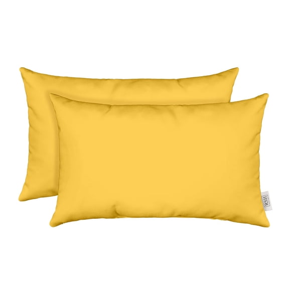 RSH DECOR: Sunbrella Lumbar Throw Pillows Set of 2 | 20" x 12" | Water and Fade-Resistant Performance Fabric | Outdoor Pillow Covers with Down-Alternative Inserts | Canvas Sunflower Yellow