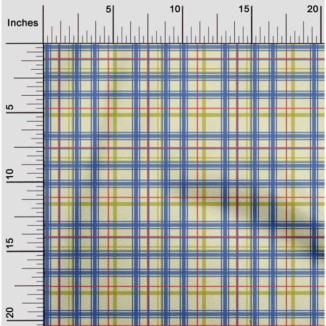 oneOone Polyester Lycra Fabric Madras Check Printed Craft Fabric BTY 56 Inch Wide