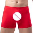 thumbnail image 4 of RXIRUCGD sous-Vêtements pour Hommes Hommes Décontracté Mode Uni Aguichant Taille Élastique Respirant Boxeurs Caleçons Courts Boxeurs pour Hommes Rouge, 4 of 6