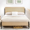 thumbnail image 1 of Metal Bed Frame with Rattan Headboard and Wooden Footboard,Bohe Style Platform Bed Frame with Underbed Storage Space,Noiseless,No Spring Box Needed, Oak, 1 of 8