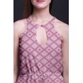 thumbnail image 4 of Bimba Geometric Women Printed Crew Neck Side Slits Halter Dress Long Evening Gown-Medium, 4 of 6