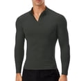 thumbnail image 1 of Graflsoa Chemise de Course Thermique Haute Performance pour Hommes, Doublée en Polaire, Ajustée, Design à Fermeture Éclair Complète, Col Montant, Manches Longues, Taille Européenne, Gris Foncé, Petit (11517), 1 of 6
