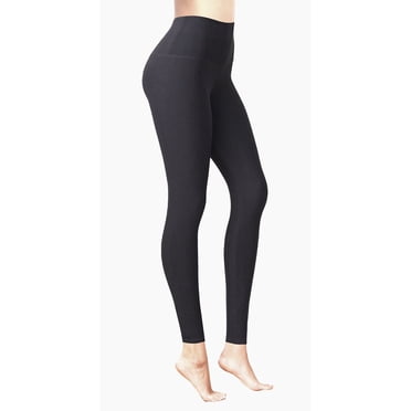 Comfy Leggings - Brushed Tummy Control 5" High Waist & Normal Waist Full Length Active Leggings for Women - Black - L-XL