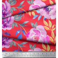 thumbnail image 2 of Soimoi Orange Cotton Poplin Fabric Leaves & Floral Print Sewing Fabric BTY 56 Inch Wide, 2 of 3