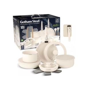 Rénovés Gotham Steel 6148 18 Pièces en aluminium en céramique antiadhésif Poignée amovible Cuisine en crème