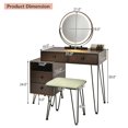 thumbnail image 4 of Giantex Makeup Vanity Set w/Lighted Mirror, Modern Dressing Table w/Storage Cabinet, Adjustable Brightness & Touch Screen for Bedroom, Walnut, 4 of 10