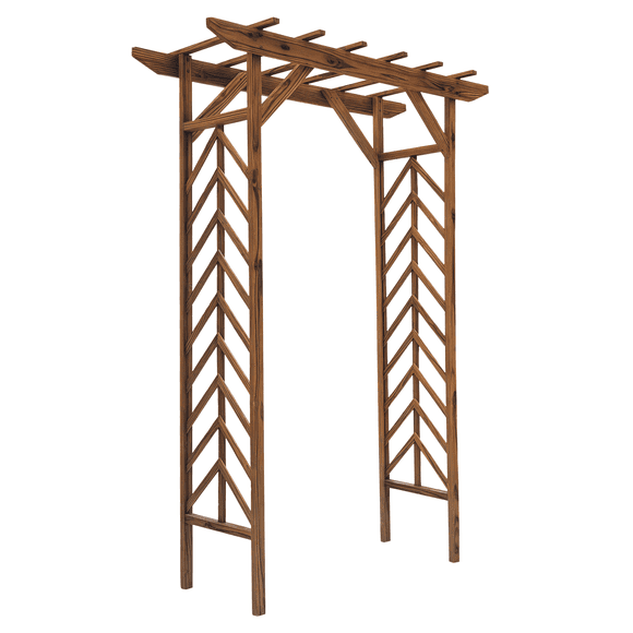 Outsunny 79" Garden Trellis, Wooden Arched Arbour with Pergola Style Roof
