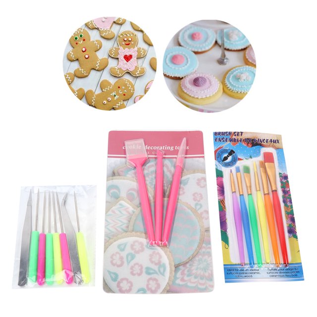ANGGREK Sweet Tweezers,Cookies Brush,17Pcs/Set Cookies Brush Set Fondant Stirring Pin Cake Decoration Tool For Home Bakery
