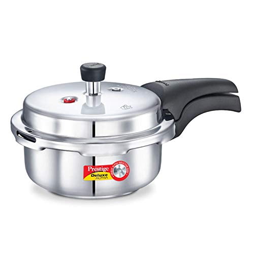 Prestige 2-Liter Alpha Deluxe Induction Base Stainless Steel Pressure Cooker, Silver