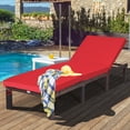 thumbnail image 1 of Costway Chaise Longue Inclinable d'Extérieur en Rotin Réglable avec Coussin pour Patio et Cour, Rouge, 1 of 10