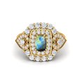 thumbnail image 2 of Bague de Mariage pour Femme en Argent Sterling 925 Plaqué Jaune, Labradorite en Forme de Coussin 6x4 mm, 2 of 4