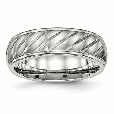 Bague Rainurée en Acier Inoxydable Brossé et Poli 12 Tailles