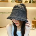 thumbnail image 1 of LinYooLi Foldable Knitted Sun Hat For Women Empty Top Sunscreen Cap Summer Sun Protection Fisherman Hat For Female Outdoor Beach Sun Caps, 1 of 6