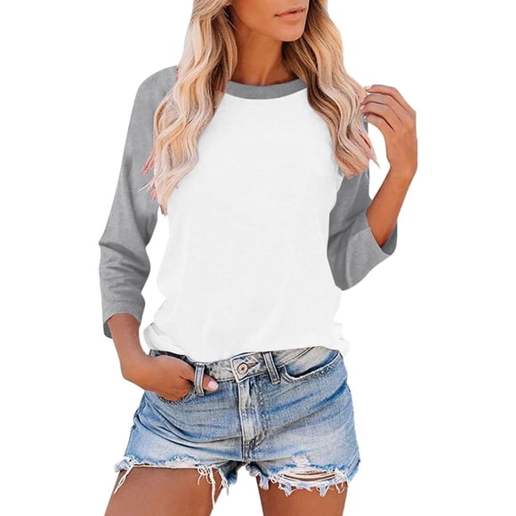 Womens Dress Shirts Western Shirts for Women Women's Tunics Tops Womens Going Out Outfits Spring 2025 Womens Fashion Womens Tops Dressy, Crewneck, Gray