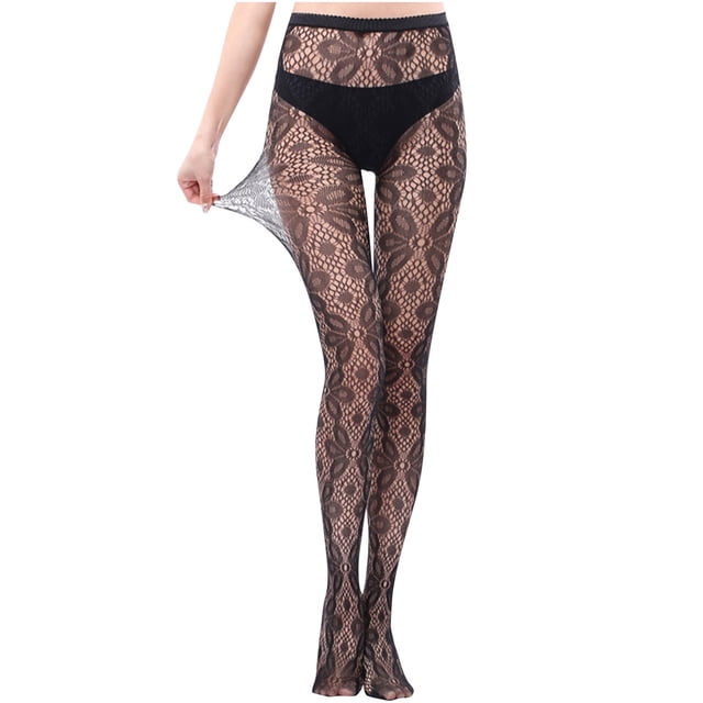 Penkiiy Bas Résille pour Femmes Pantalons pour Femmes Leggings Aguichant en Maille Transparente Grande Taille Bas Résille Résille Collants Noirs