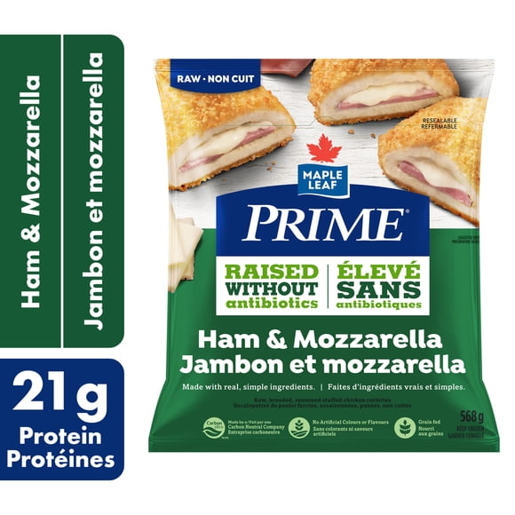 Prime Ham & Mozzarella Raw, Breaded, Seasoned Stuffed Chicken Cutlettes, 568 g