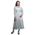 thumbnail image 1 of Bimba Robe Teinture sur Nœuds Femme à Manches Longues, Smockée, Col Rond, à Volants, Été, Maxi-Moyen, 1 of 5