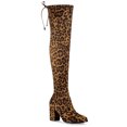 thumbnail image 1 of Unique Bargains Bottes Cuissardes à Talon Épais à Bout Rond pour Femmes, 1 of 8
