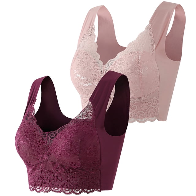 DPTALR Woman's Lace Beauty Back Solid Strap Wrap Plus Size Bra Underwear