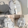 thumbnail image 3 of Women Bow Decoration Mini Backpack PU Leather Backpack Solid Color School Bag, 3 of 3