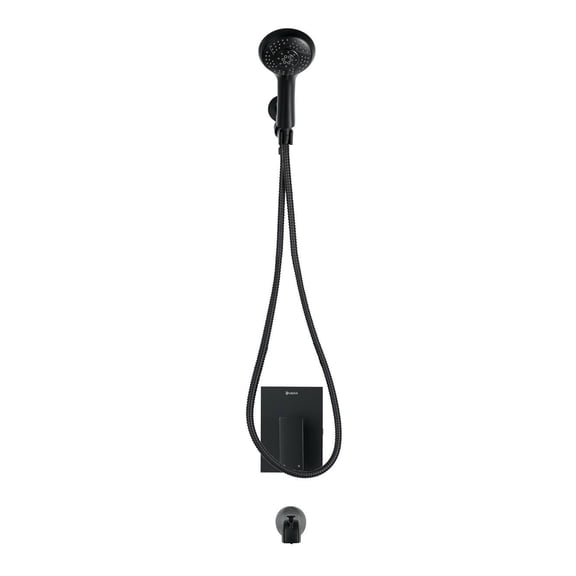 The akuaplus® - INA pressure balance valve faucet 1/2 in. PEX with hand shower 5 setting and spout 5 3/8 in. x 1/2 in. slip-fit.