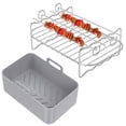 thumbnail image 2 of MesaSe 2Pcs Air Fryer Accessories Set with Air Fryer Silicone Pot and Double Layer Rack with Skewer Reusable Air Fryer Liner with Handle Stainless Steel Air Fryer Rack with 4 Skewers, 2 of 6